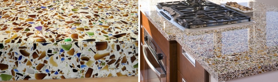 recycled beer bottle glass counter tops