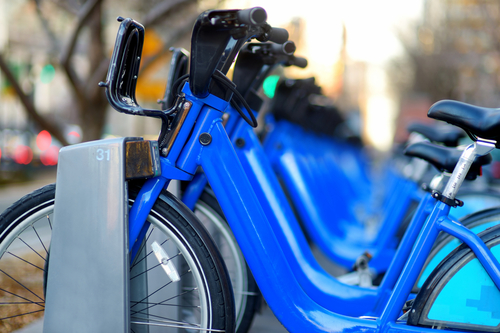 US city bike share kiosk