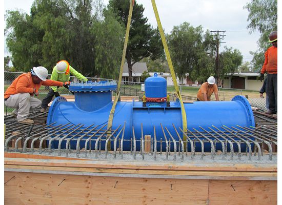 Installing hydro power pipe